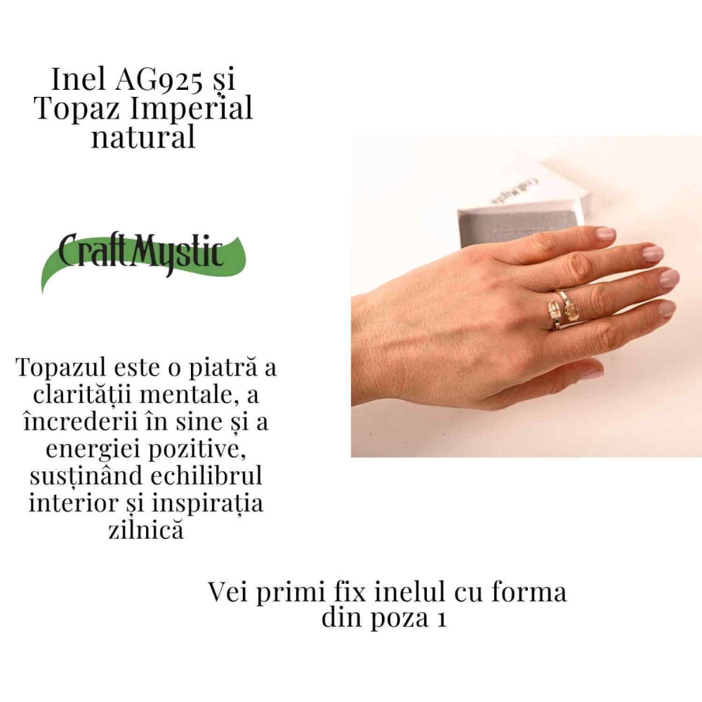 Inel dublu din Topaz Imperial natural si Argint 925 - Echilibru in doua lumini [3]