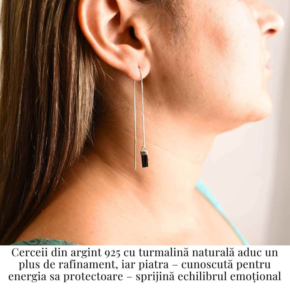 Protectie si Echilibru Energetic – Cercei din Argint 925 cu Turmalina Naturala [2]