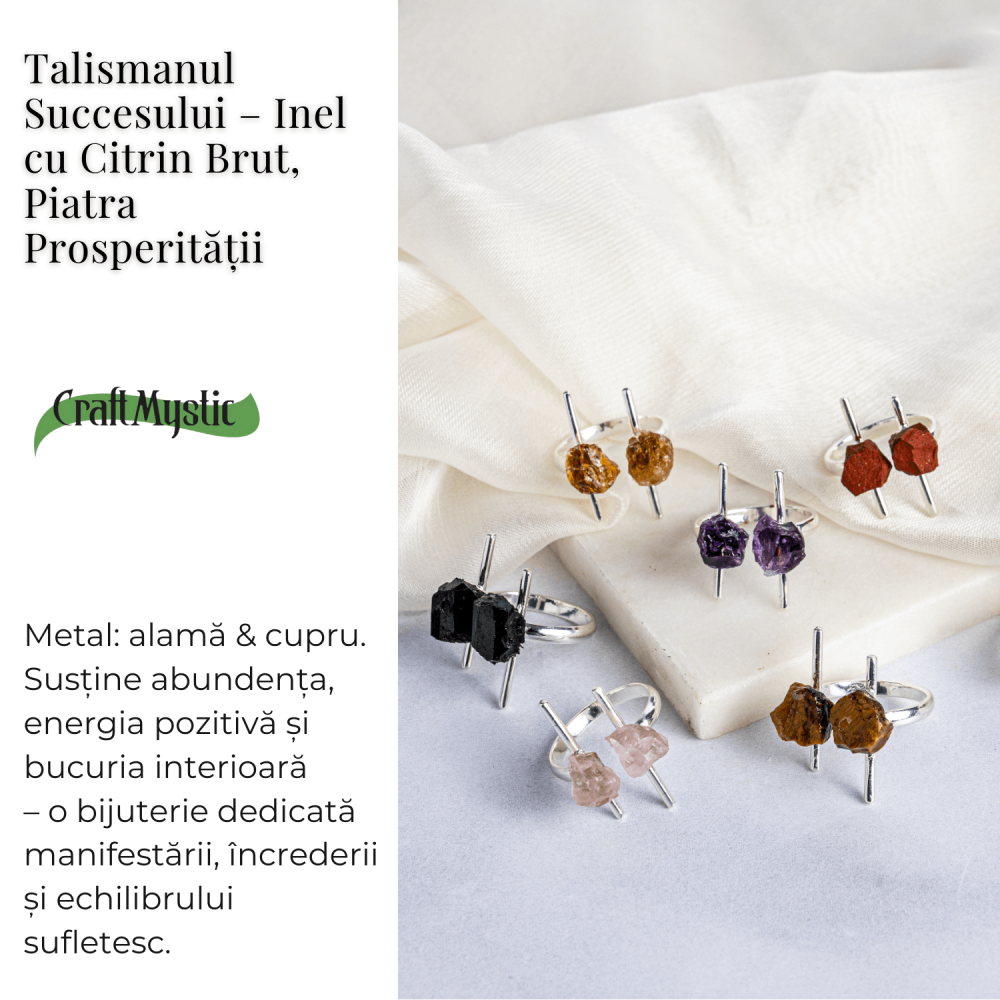 Talismanul succesului – Inel cu citrin brut, piatra prosperitatii [3]