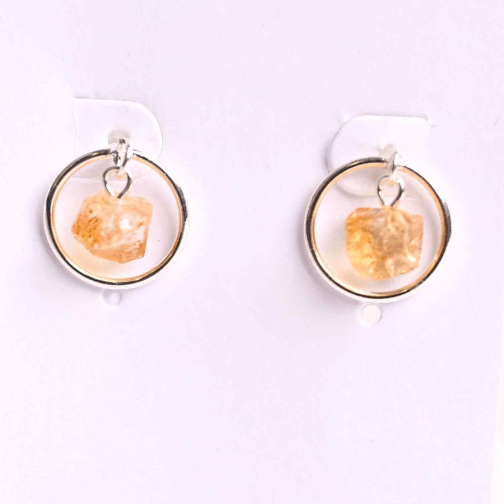 Cercei Sferici cu Citrin Brut – Atrage Energie Pozitiva si Abundenta [1]