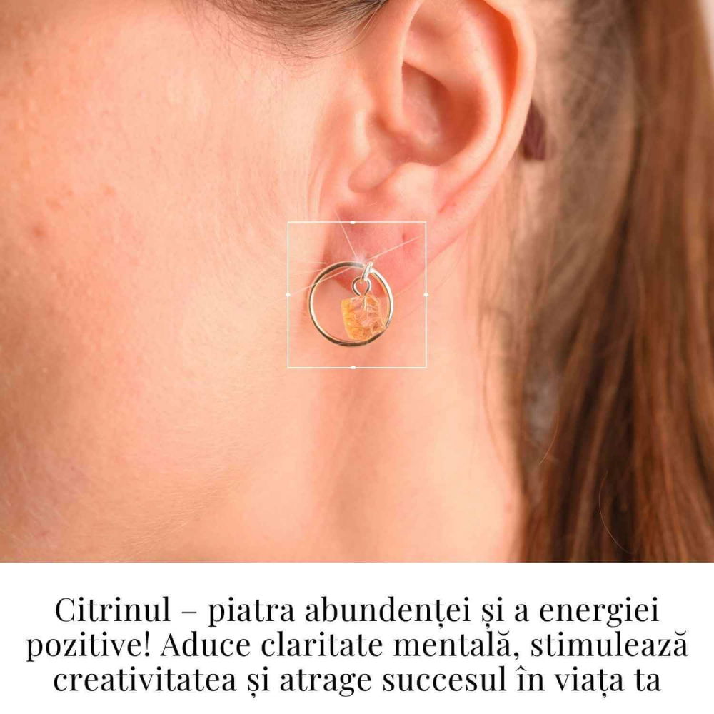Cercei Sferici cu Citrin Brut – Atrage Energie Pozitiva si Abundenta [2]