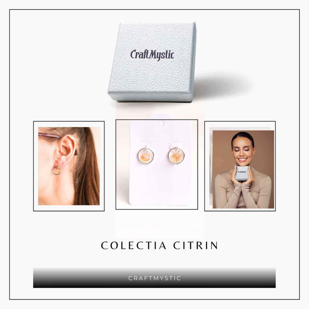 Cercei Sferici cu Citrin Brut – Atrage Energie Pozitiva si Abundenta [6]