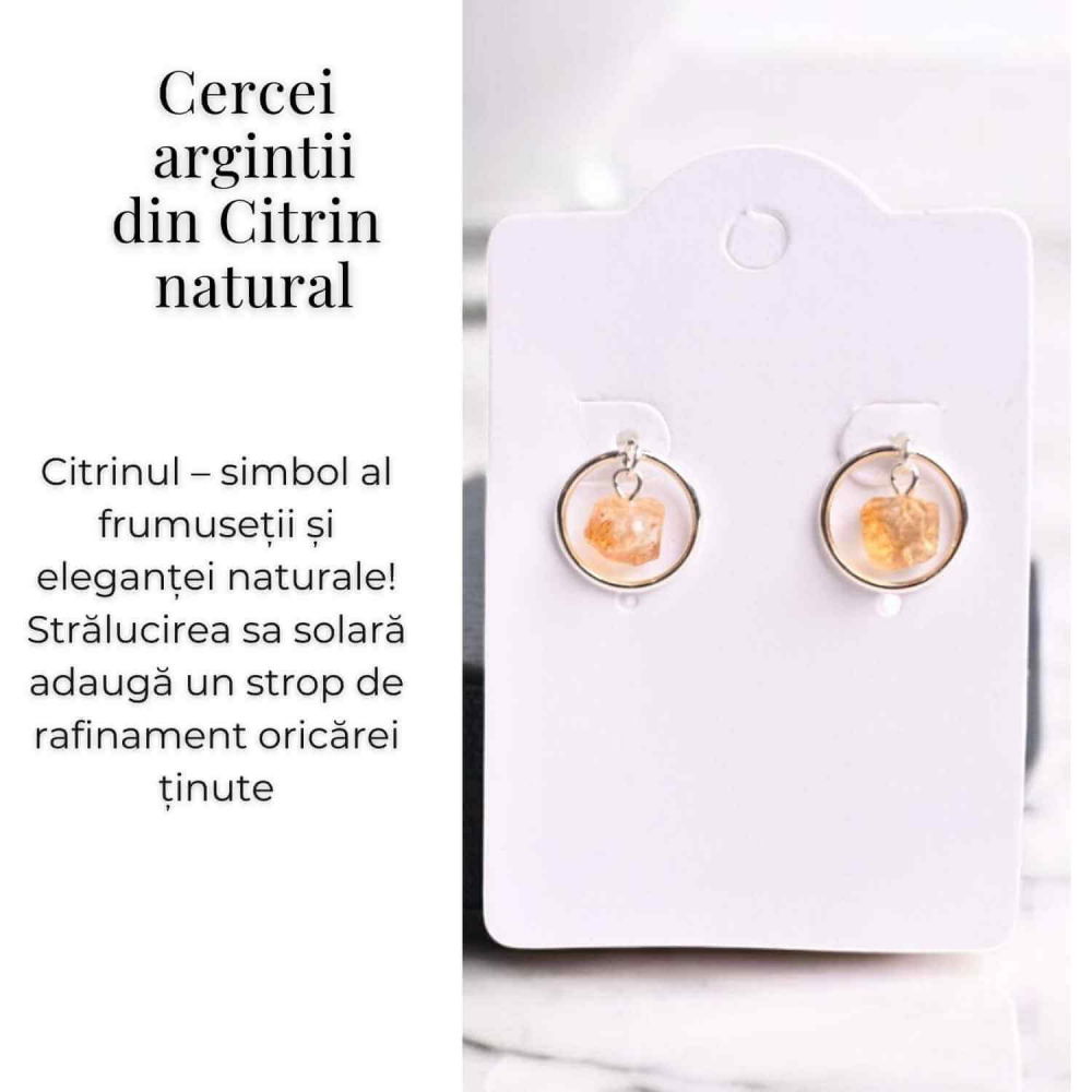 Cercei Sferici cu Citrin Brut – Atrage Energie Pozitiva si Abundenta [5]
