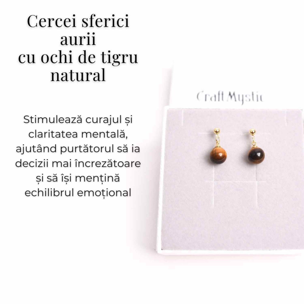 Cercei Ochi de Tigru Biluta 10 mm - Protectie si Eleganta Aurie [3]