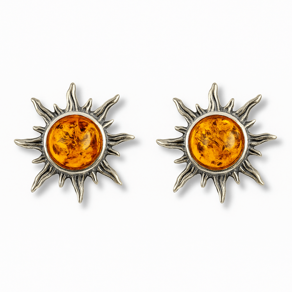 Cercei Soare din argint 925 cu chihlimbar – Lumina si bucurie in fiecare zi [1]