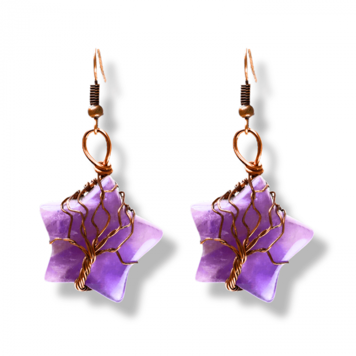 Cercei Eleganti in Forma de Stea cu Ametist Natural Semipretios [1]