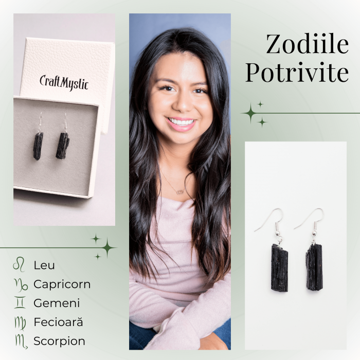 Cercei Argintii cu Turmalina Neagra Bruta 20-25mm [2]