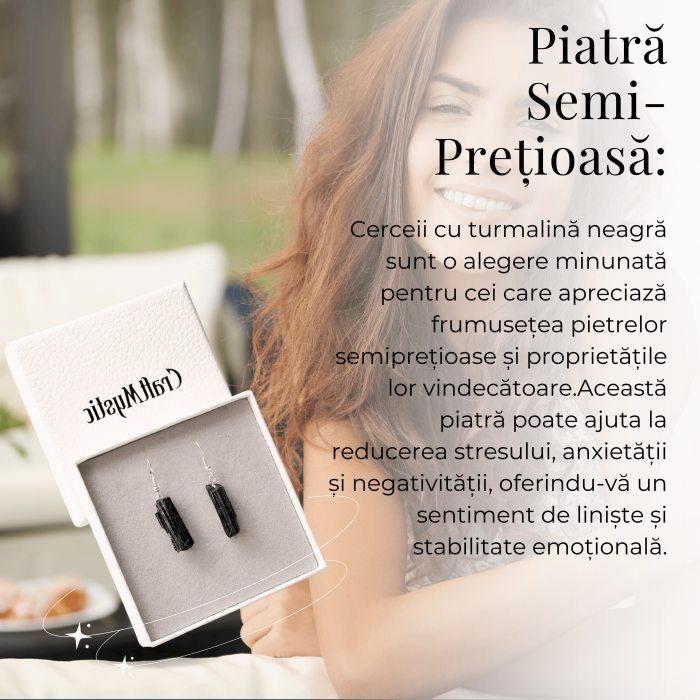 Cercei Argintii cu Turmalina Neagra Bruta 20-25mm [7]