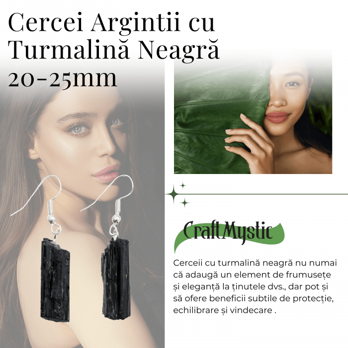 Cercei Argintii cu Turmalina Neagra Bruta 20-25mm [5]