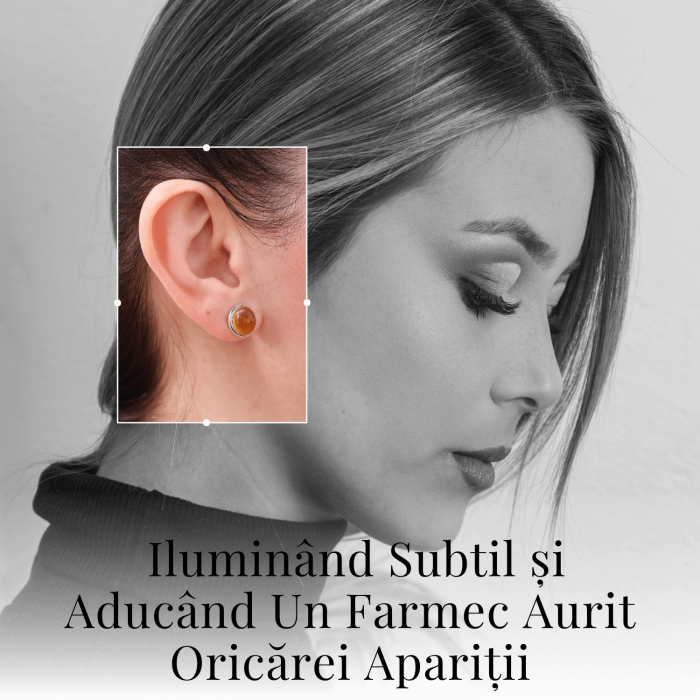 Cercei Argintii cu Citrin si Inchidere Clasica cu Surub [7]