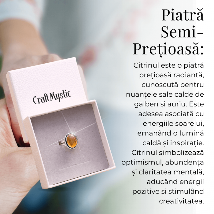 Inel Ajustabil Argintiu cu Citrin Natural [3]