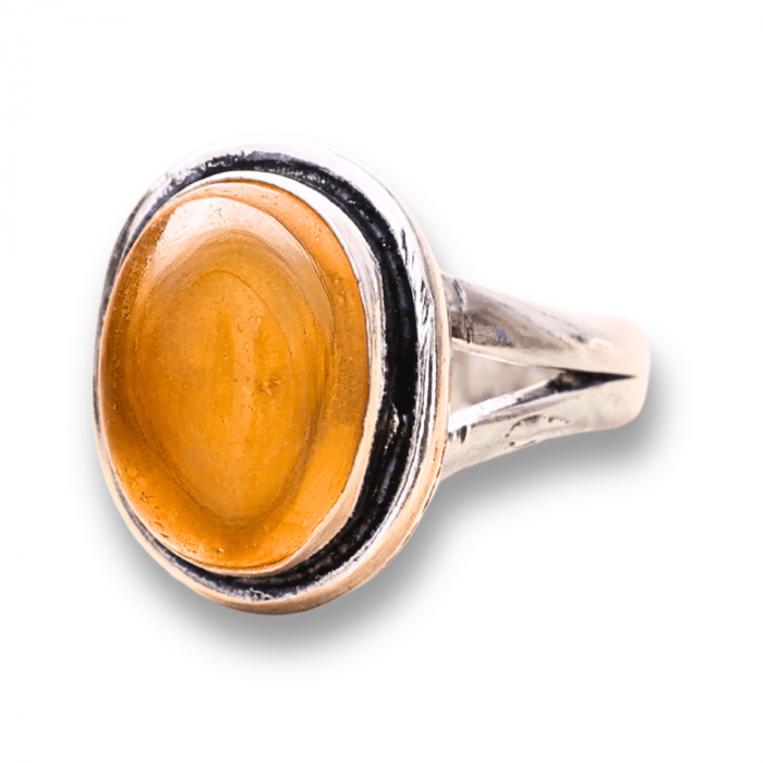 Inel Ajustabil Argintiu cu Citrin Natural [1]