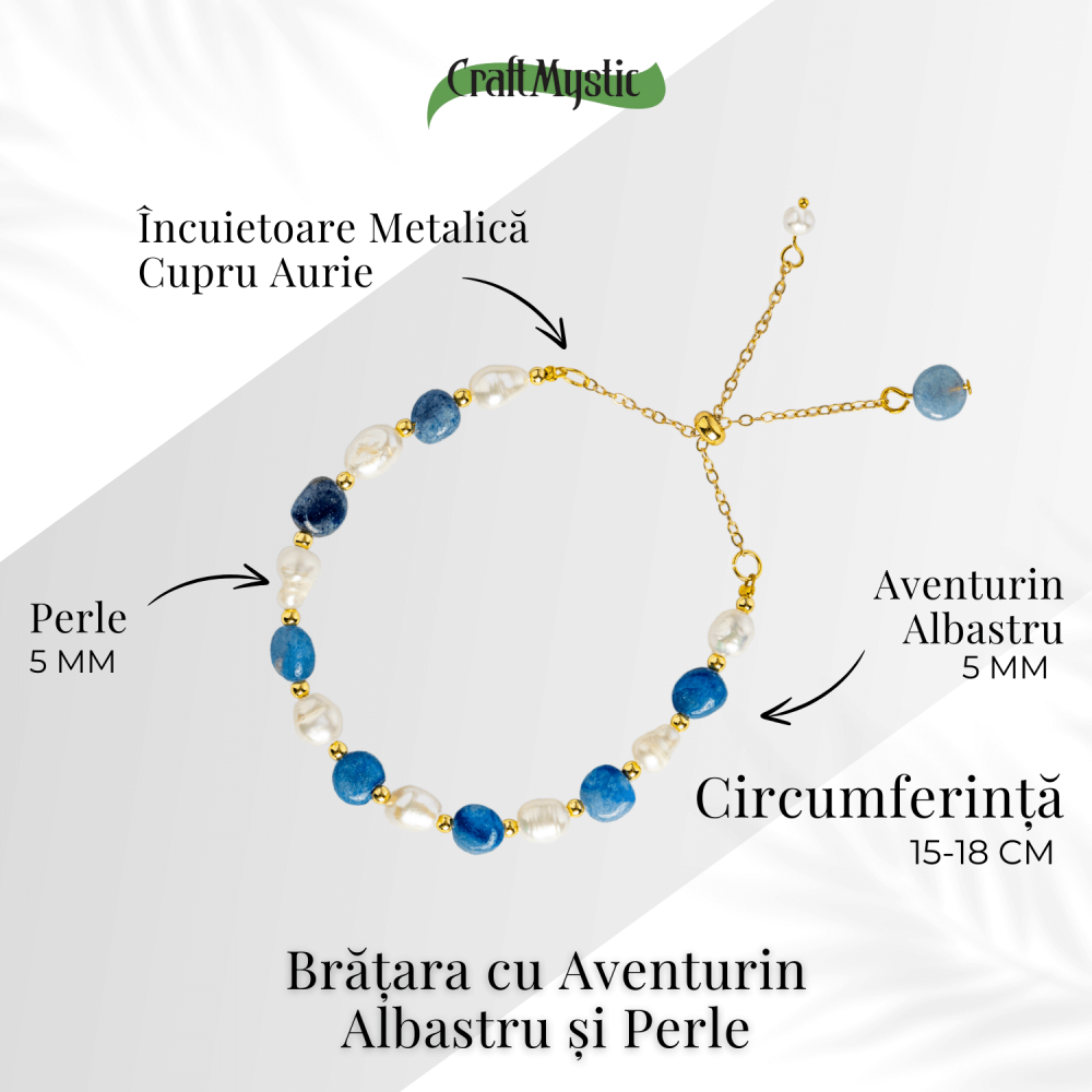 Protectie si claritate – Bratara cu aventurin albastru si perle [4]