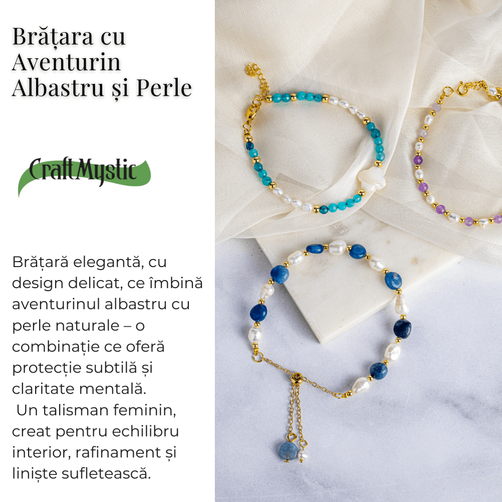 Protectie si claritate – Bratara cu aventurin albastru si perle [3]