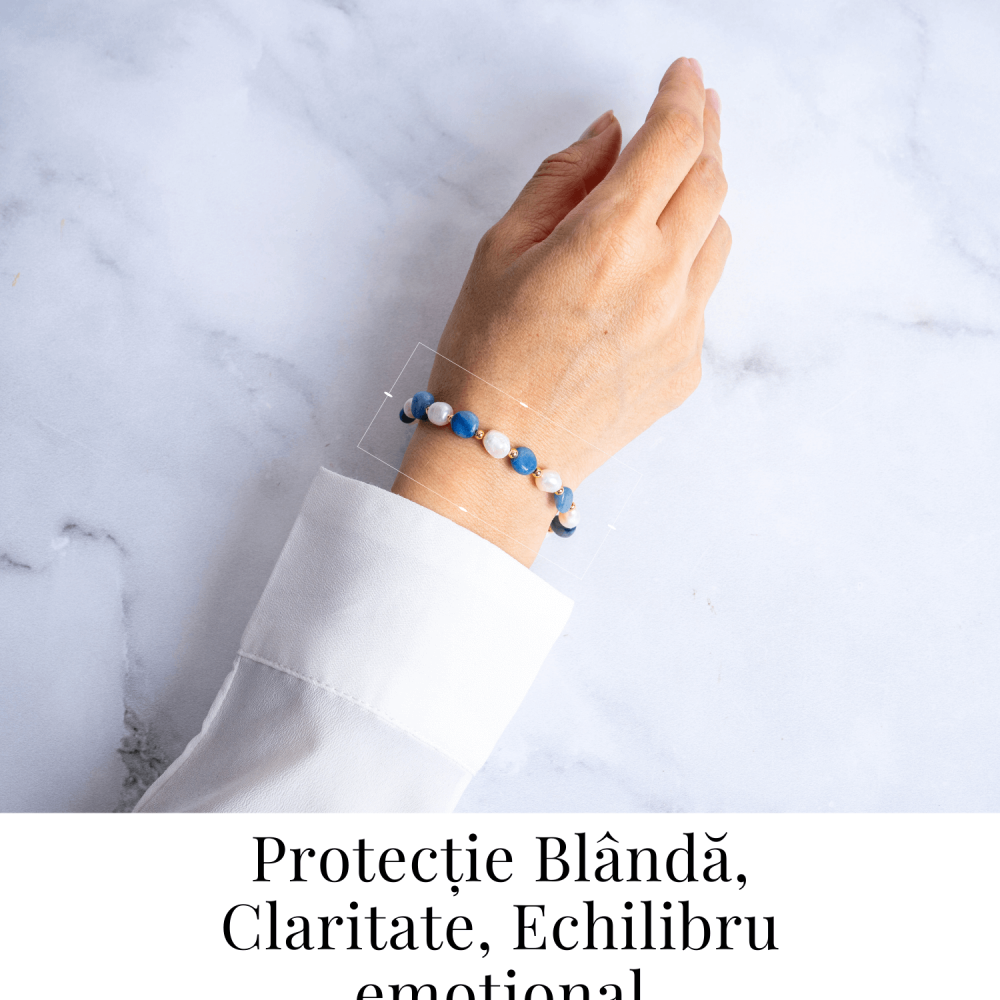 Protectie si claritate – Bratara cu aventurin albastru si perle [2]