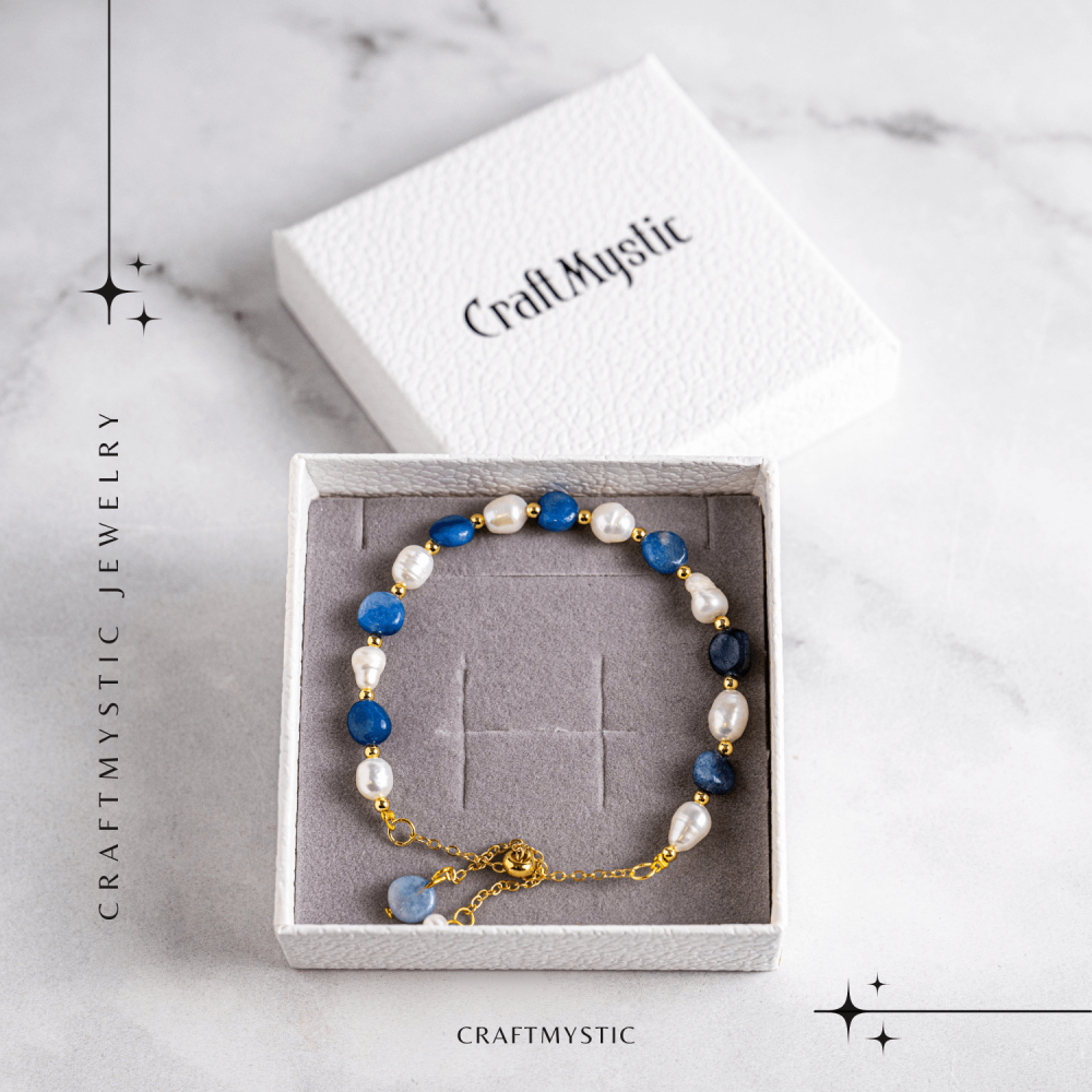 Protectie si claritate – Bratara cu aventurin albastru si perle [8]