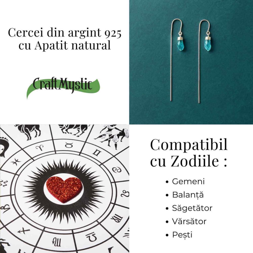 Claritate si Energie Pozitiva – Cercei Lungi din Argint 925 cu Lant si Apatit Albastru [4]