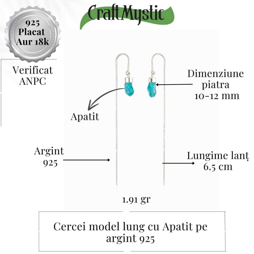 Claritate si Energie Pozitiva – Cercei Lungi din Argint 925 cu Lant si Apatit Albastru [5]