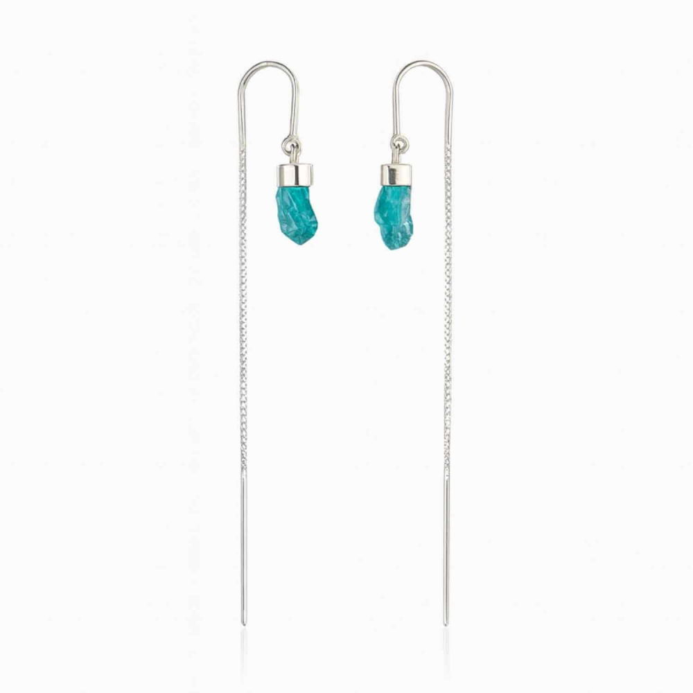 Claritate si Energie Pozitiva – Cercei Lungi din Argint 925 cu Lant si Apatit Albastru [1]