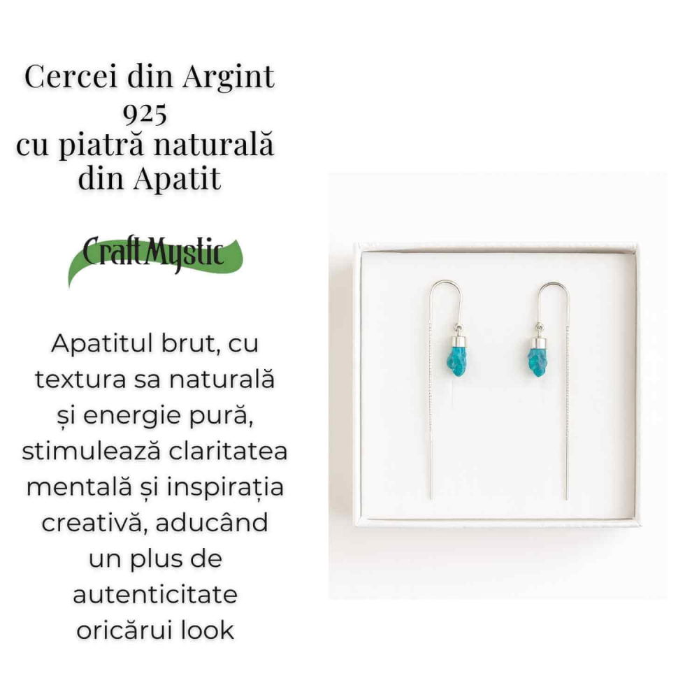 Claritate si Energie Pozitiva – Cercei Lungi din Argint 925 cu Lant si Apatit Albastru [3]