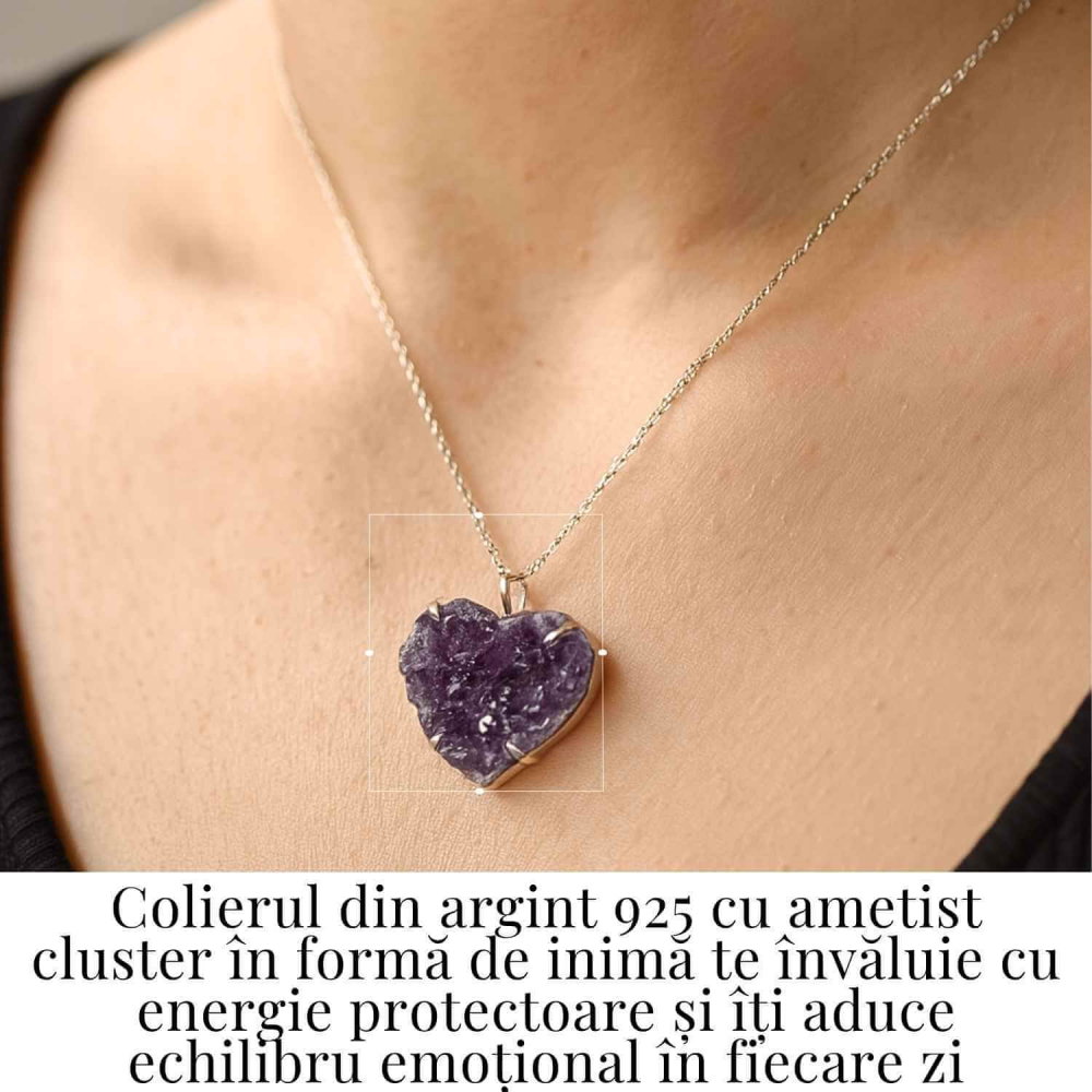 Liniste si Claritate Interioara – Colier Inima cu Ametist Cluster din argint 925 [2]