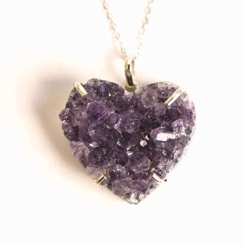 Liniste si Claritate Interioara – Colier Inima cu Ametist Cluster din argint 925 [1]