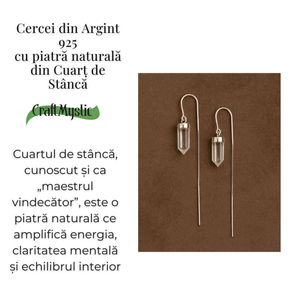 Claritate mentala si purificare – Cercei lungi din argint 925 cu Cuart de Stanca natural [4]