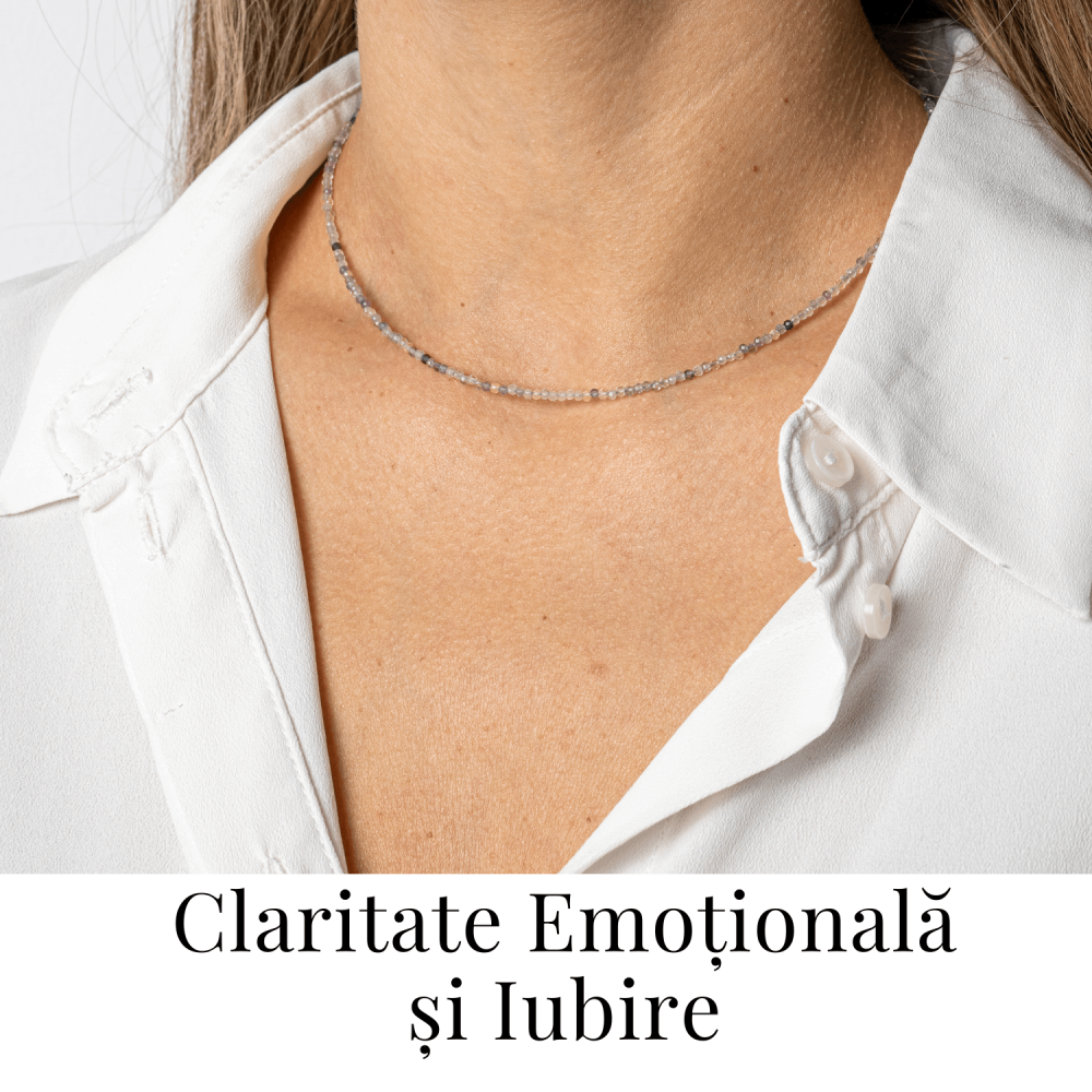 Echilibru si Claritate – Choker din Otel Inoxidabil cu Fluorit Multicolor Natural Fatetat 2.5MM [2]