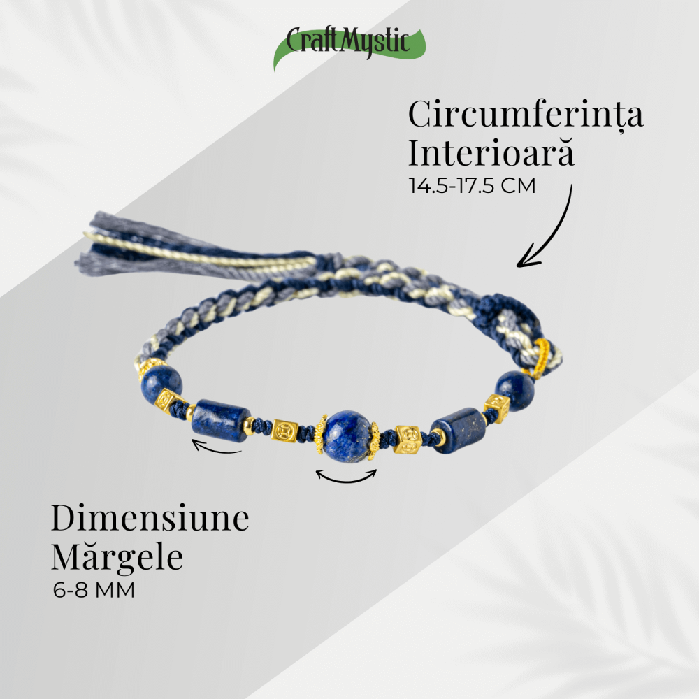 Protectie si Claritate – Bratara Impletita din Lapis Lazuli Natural, Lucrata Manual [5]