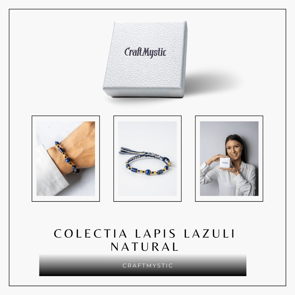 Protectie si Claritate – Bratara Impletita din Lapis Lazuli Natural, Lucrata Manual [8]