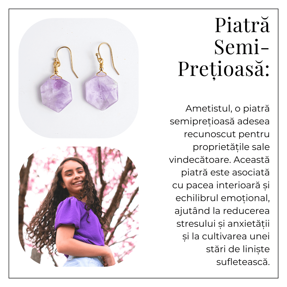 Claritate si Liniste – Cercei cu Ametist Hexagonal [6]