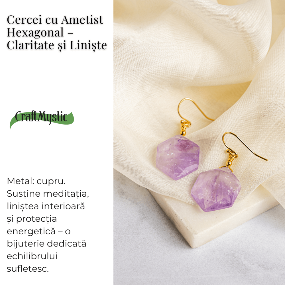 Claritate si Liniste – Cercei cu Ametist Hexagonal [3]