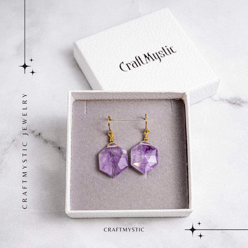 Claritate si Liniste – Cercei cu Ametist Hexagonal [7]