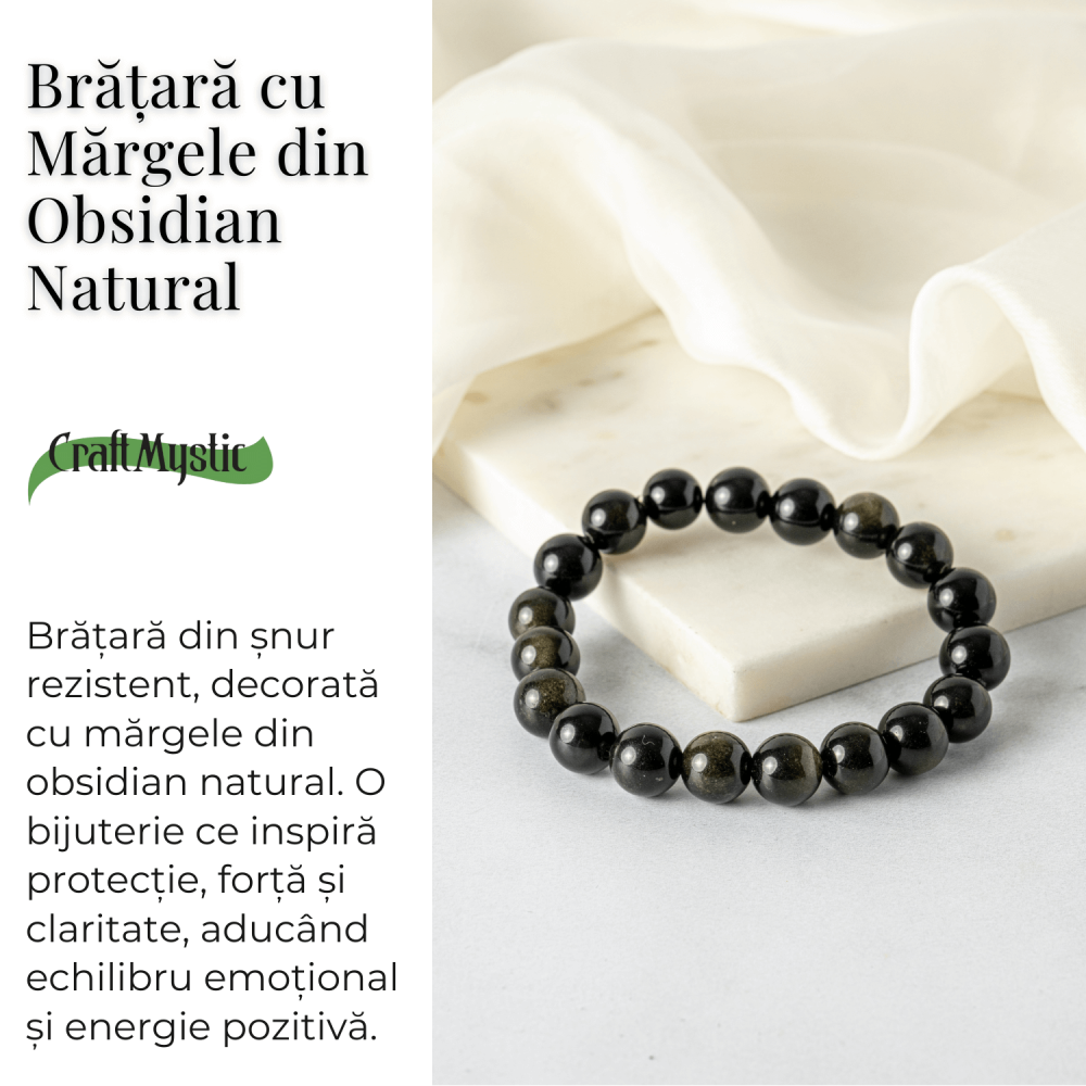 Energie si Protectie – Bratara din Obsidian Auriu Natural 10mm [3]