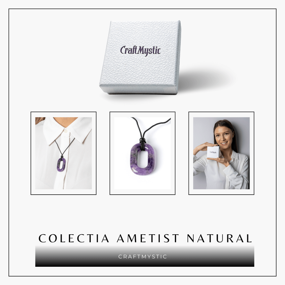 Colier cu Pandantiv Oval din Ametist Natural – Piatra Protectiei si Claritatii Spirituale [8]