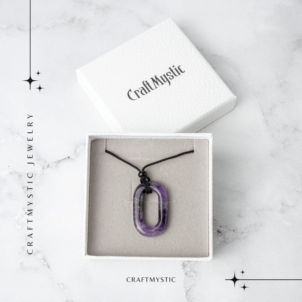 Colier cu Pandantiv Oval din Ametist Natural – Piatra Protectiei si Claritatii Spirituale [7]