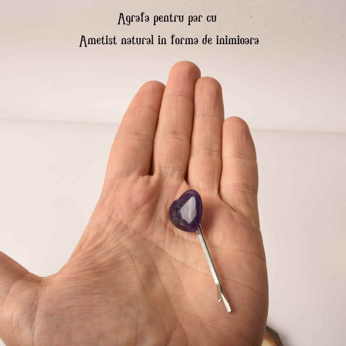 Agrafa de Par cu Inimioara din Ametist [2]