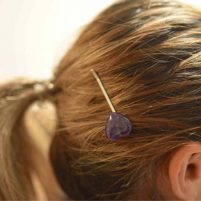 Agrafa de Par cu Inimioara din Ametist [5]