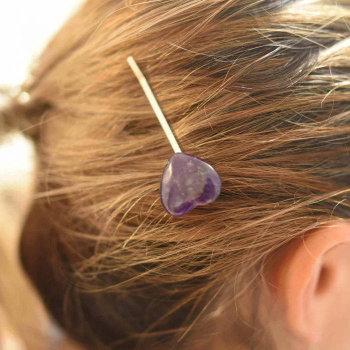 Agrafa de Par cu Inimioara din Ametist [4]