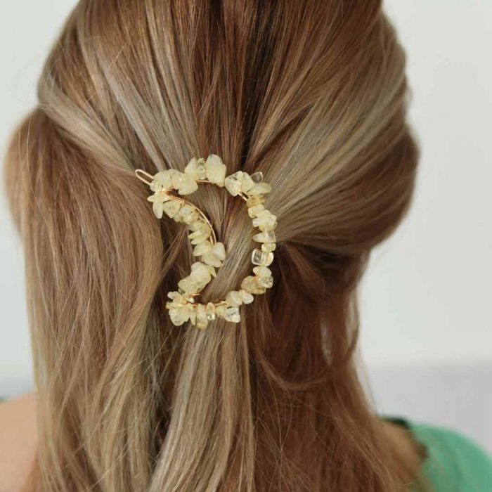 Cleme de par in forma de semiluna cu piatra naturala semipretioasa Ametist pentru un look chic si vibratii pozitive [1]