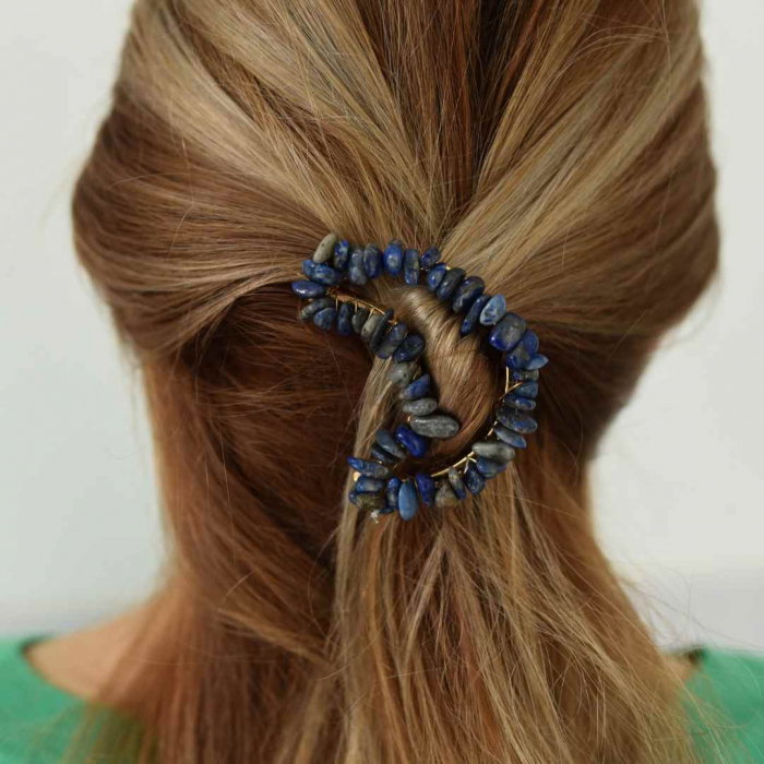 Cleme de par in forma de semiluna cu piatra naturala semipretioasa Ametist pentru un look chic si vibratii pozitive [1]