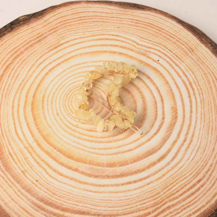 Cleme de par in forma de semiluna cu piatra naturala semipretioasa Ametist pentru un look chic si vibratii pozitive [3]