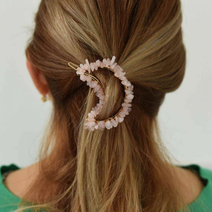 Cleme de par in forma de semiluna cu piatra naturala semipretioasa Ametist pentru un look chic si vibratii pozitive [1]