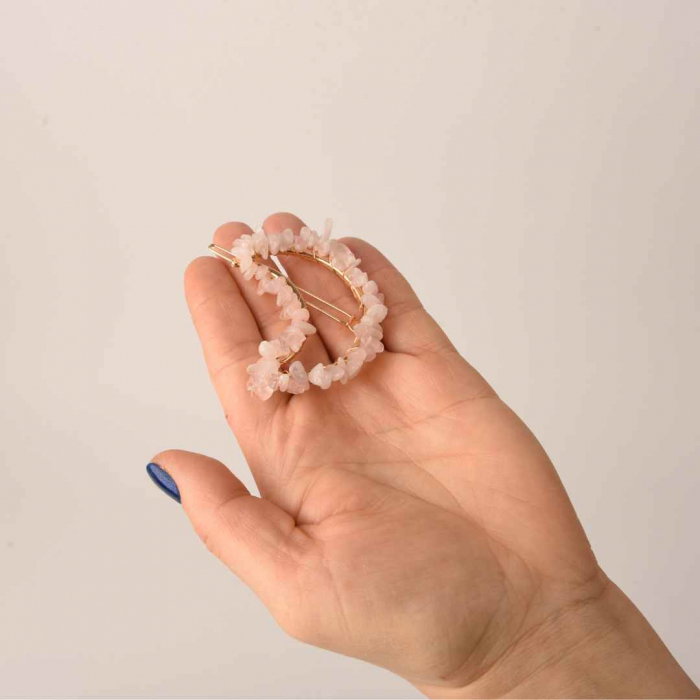 Cleme de par in forma de semiluna cu piatra naturala semipretioasa Ametist pentru un look chic si vibratii pozitive [3]