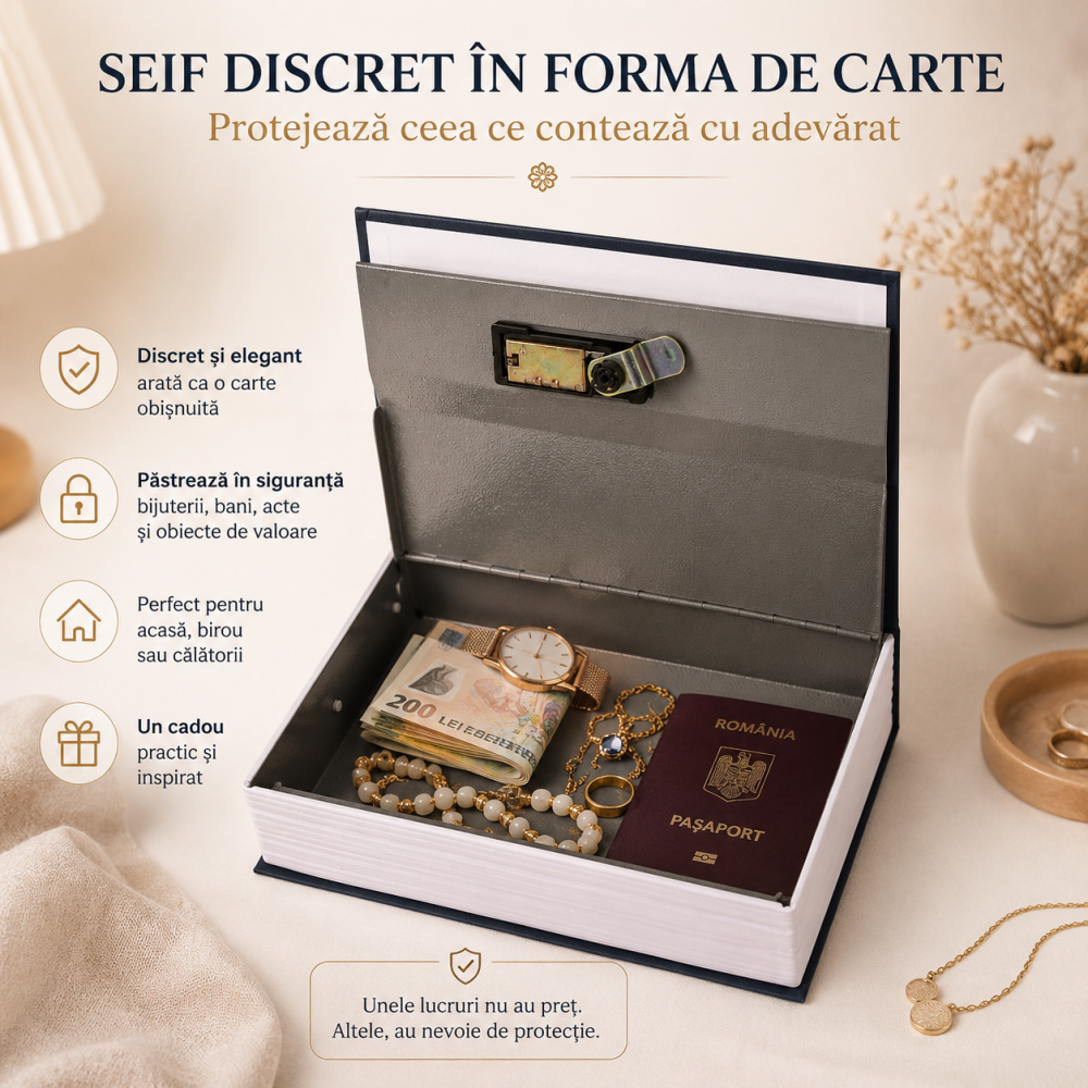 Seif Tip Carte cu Inchidere Cifru – Protectie Discreta pentru Obiecte de Valoare [6]