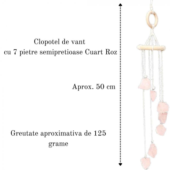 Clopotel de Vant cu Pietre Semipretioase de Cuart Roz - Armonie, Iubire si Rafinament in Ambientul Tau [2]