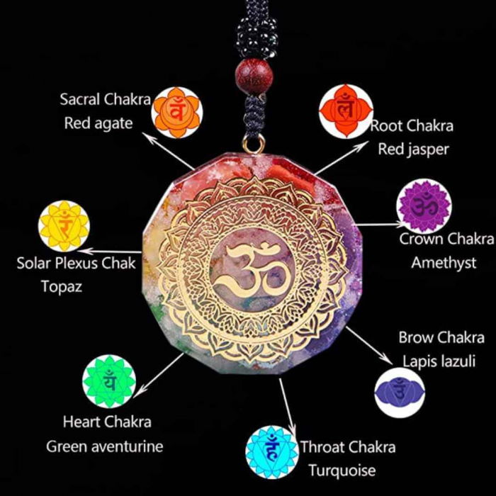 Pandantiv orgonit pentru curatarea si activarea chakrelor cu cristale bionizate Realizat manual [7]