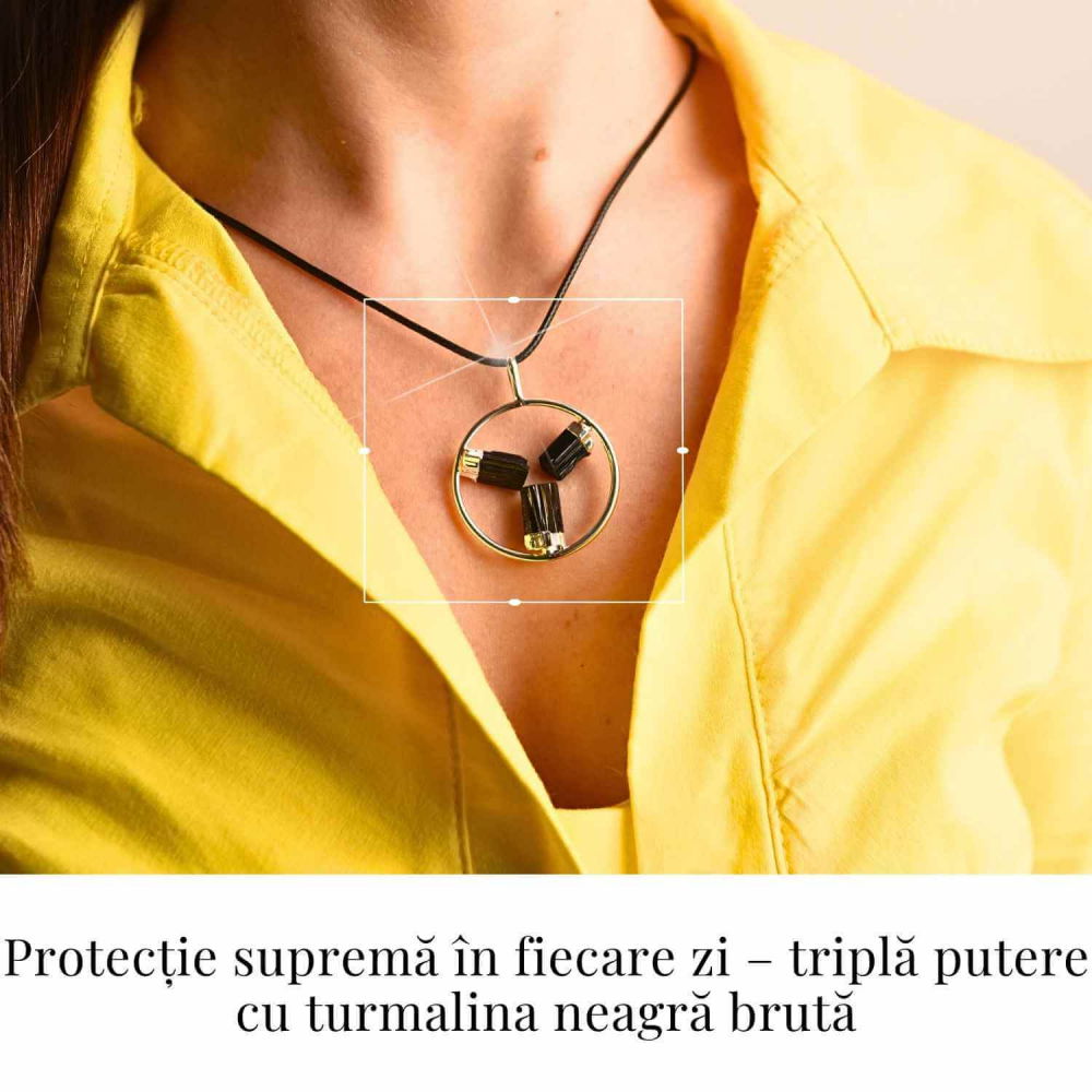 Colier cu pandantiv rotund si 3 pietre naturale de turmalina – Protectie si Energie [2]