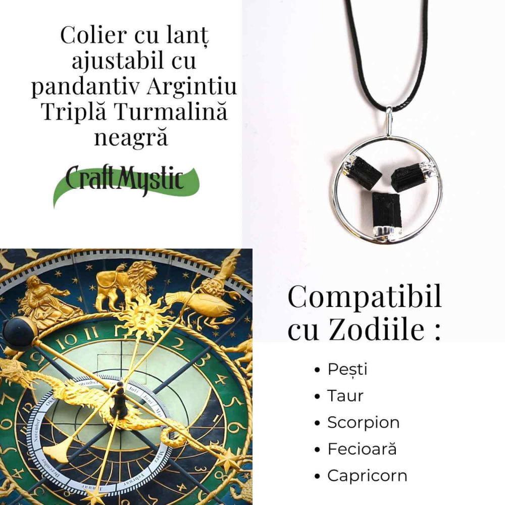 Colier cu pandantiv rotund si 3 pietre naturale de turmalina – Protectie si Energie [5]