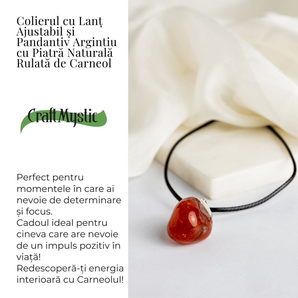 Colier cu Piatra Rulata de Carneol Natural – Energie, Creativitate si Motivare [3]